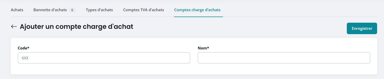 Ajout compte charge achat