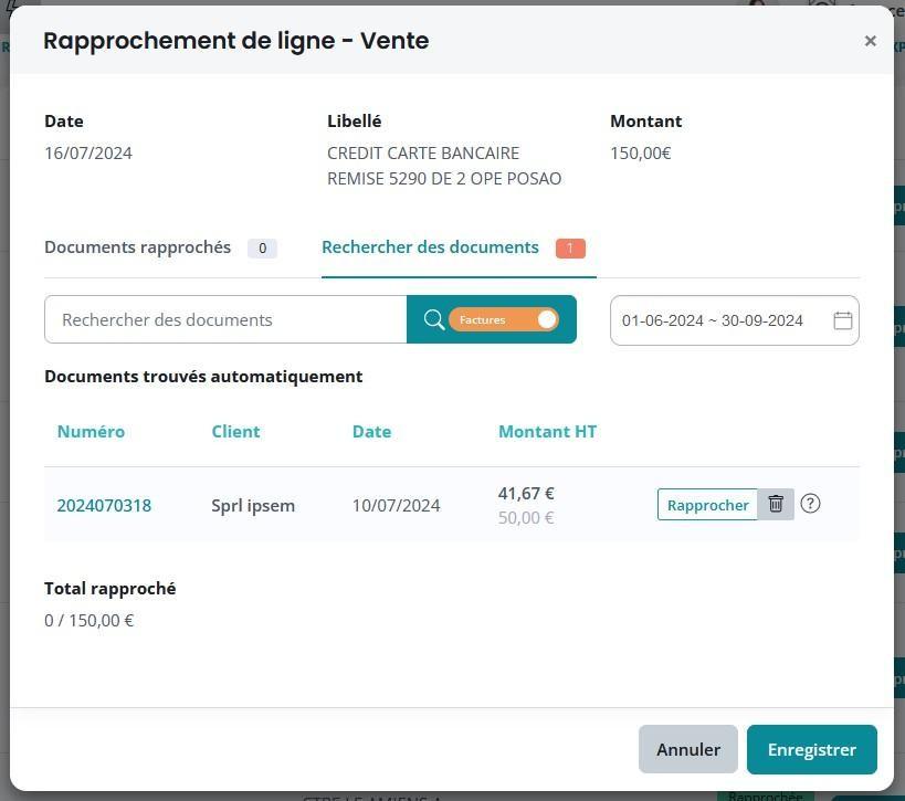 Rapprochement bancaire docs trouves automatiquement 1